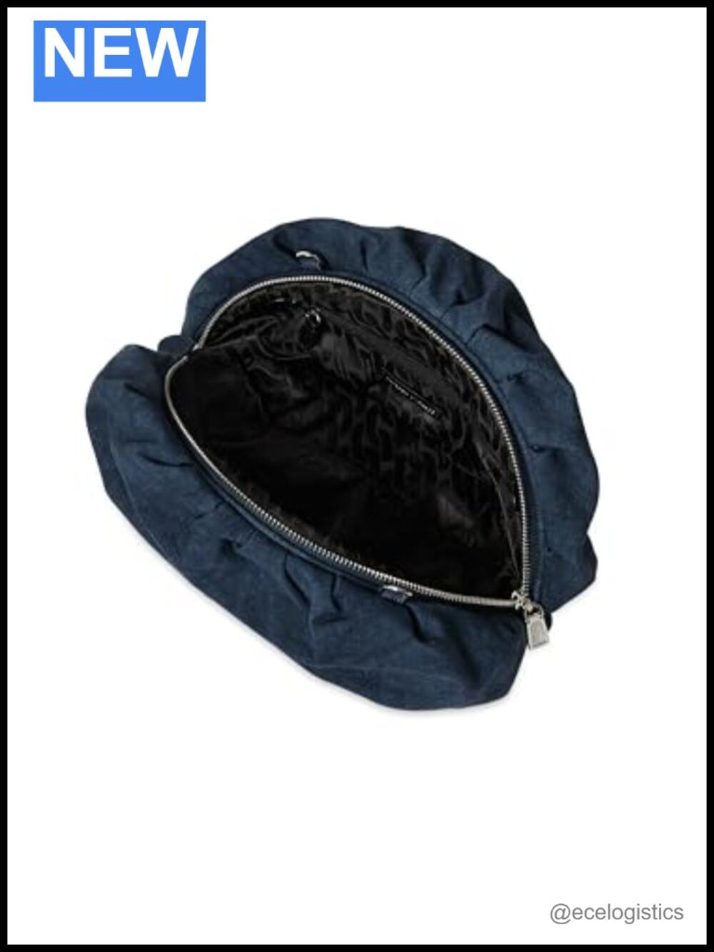 Ruched Clutch with Detachable Strap - Cotton, Zip Closure